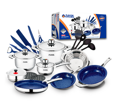 Batería de Cocina Profesional - 25 Piezas de Acero Inoxidable