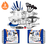 Paquete de 2 Baterías De Cocina Acero Inoxidable Quirúrgico 26 pz - Línea Profesional