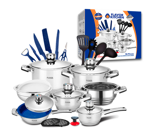 Batería de Cocina Profesional - 26 Piezas de Acero Inoxidable