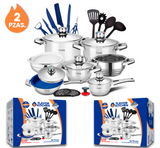 Paquete 2x1 en Baterías de Cocina - 26 Piezas de Acero Inoxidable