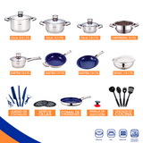 Batería De Cocina Acero Inoxidable Quirúrgico 25 pz - Línea Profesional