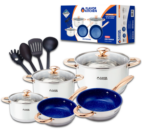 Batería de Cocina Premium - 12 Piezas de Acero Inoxidable