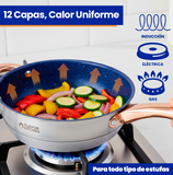 Batería de Cocina 12 Piezas | Sartenes Antiadherentes y Acero Inoxidable | Juego de Ollas y Sartenes