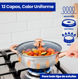 Batería de Cocina 16 Piezas | Ollas y Sartén con Tapa | Acero Inoxidable