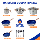 Batería de Cocina 13 Piezas | Sartenes Antiadherentes y Acero Inoxidable | Juego de Ollas y Sartenes