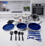 Batería de Cocina 25 Piezas | Sartenes Antiadherentes y Acero Inoxidable | Juego de Ollas y Sartenes