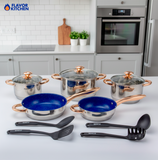 Batería de Cocina 12 Piezas | Sartenes Antiadherentes y Acero Inoxidable | Juego de Ollas y Sartenes