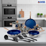 Batería de Cocina 13 Piezas | Sartenes Antiadherentes y Acero Inoxidable | Juego de Ollas y Sartenes